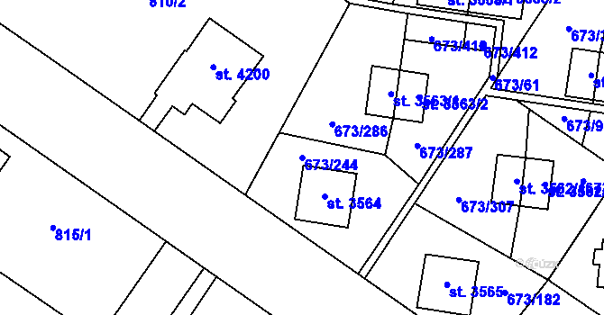 Parcela st. 673/244 v KÚ Zlín, Katastrální mapa