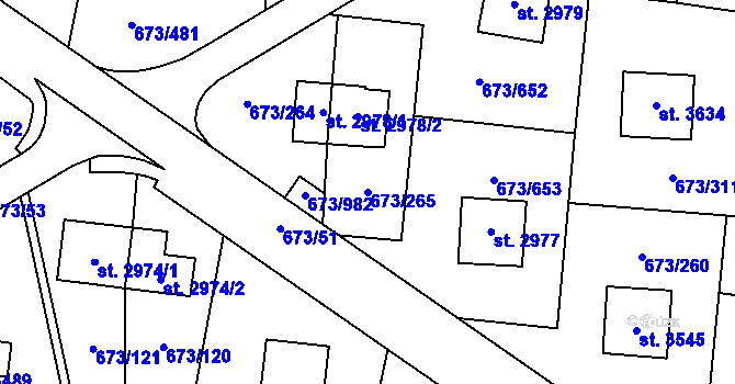 Parcela st. 673/265 v KÚ Zlín, Katastrální mapa