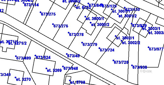 Parcela st. 673/279 v KÚ Zlín, Katastrální mapa