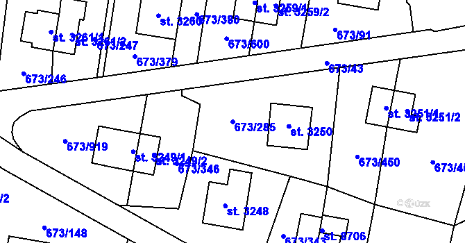 Parcela st. 673/285 v KÚ Zlín, Katastrální mapa