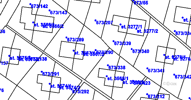 Parcela st. 673/290 v KÚ Zlín, Katastrální mapa