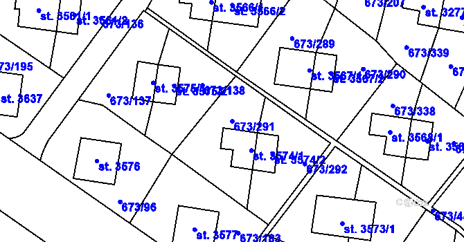 Parcela st. 673/291 v KÚ Zlín, Katastrální mapa