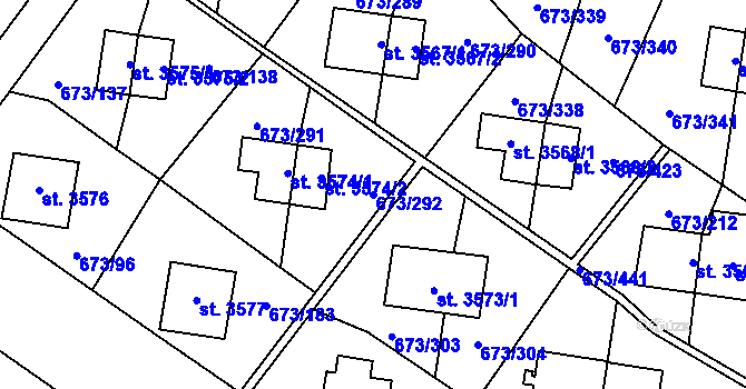 Parcela st. 673/292 v KÚ Zlín, Katastrální mapa