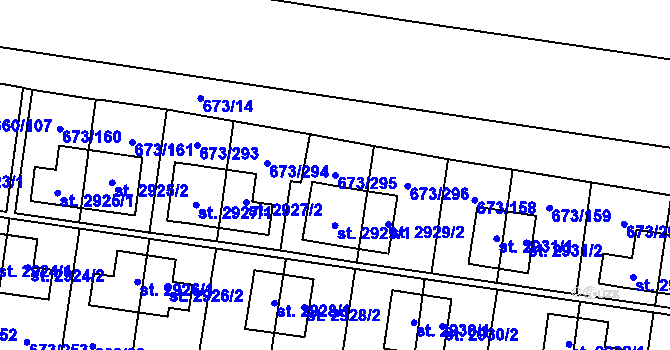 Parcela st. 673/295 v KÚ Zlín, Katastrální mapa