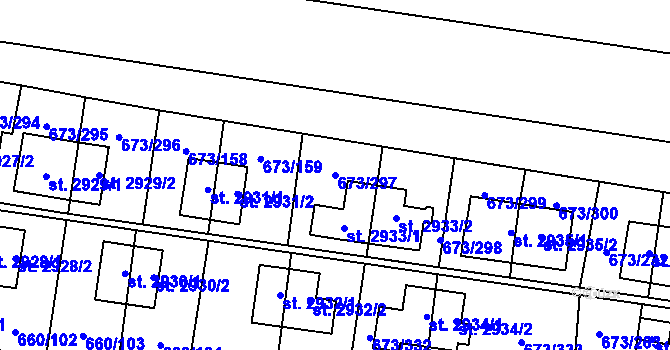 Parcela st. 673/297 v KÚ Zlín, Katastrální mapa