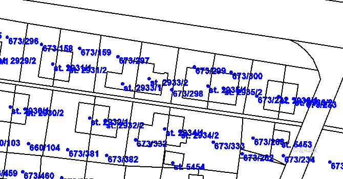 Parcela st. 673/298 v KÚ Zlín, Katastrální mapa