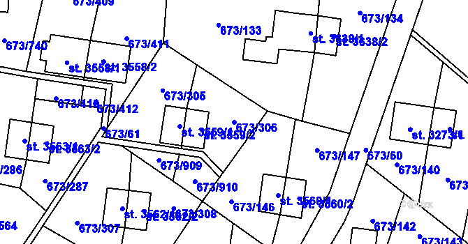 Parcela st. 673/306 v KÚ Zlín, Katastrální mapa