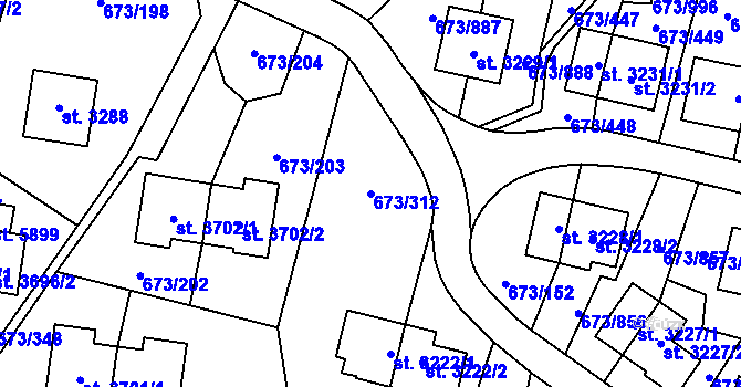 Parcela st. 673/312 v KÚ Zlín, Katastrální mapa