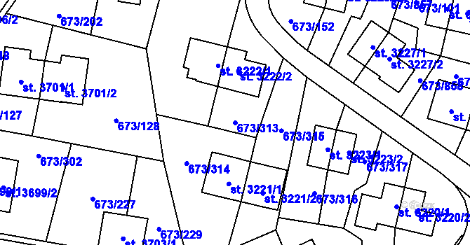 Parcela st. 673/313 v KÚ Zlín, Katastrální mapa
