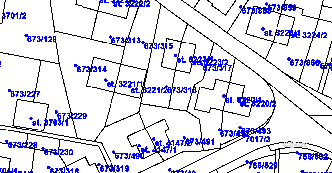 Parcela st. 673/316 v KÚ Zlín, Katastrální mapa