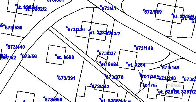 Parcela st. 673/337 v KÚ Zlín, Katastrální mapa