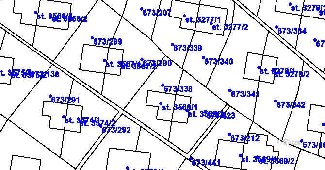 Parcela st. 673/338 v KÚ Zlín, Katastrální mapa