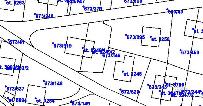 Parcela st. 673/346 v KÚ Zlín, Katastrální mapa