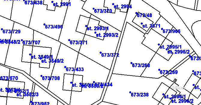 Parcela st. 673/372 v KÚ Zlín, Katastrální mapa