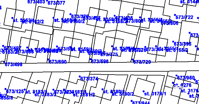 Parcela st. 673/375 v KÚ Zlín, Katastrální mapa