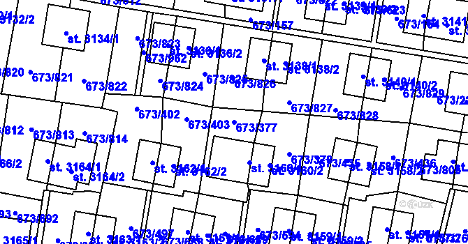 Parcela st. 673/377 v KÚ Zlín, Katastrální mapa