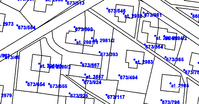 Parcela st. 673/393 v KÚ Zlín, Katastrální mapa