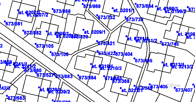 Parcela st. 673/422 v KÚ Zlín, Katastrální mapa