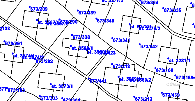 Parcela st. 673/423 v KÚ Zlín, Katastrální mapa