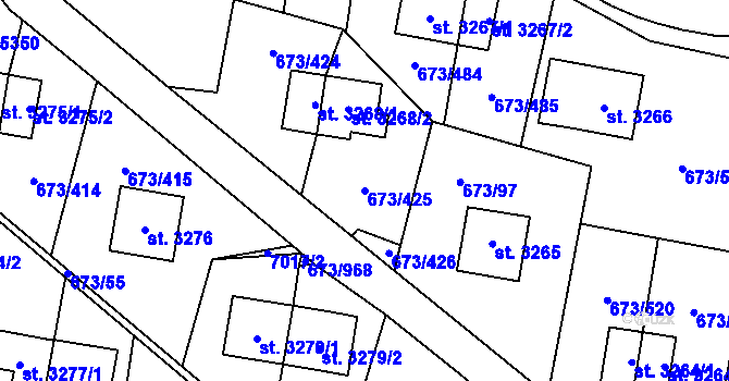 Parcela st. 673/425 v KÚ Zlín, Katastrální mapa