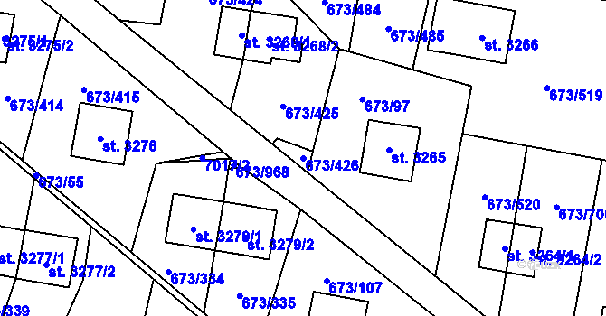 Parcela st. 673/426 v KÚ Zlín, Katastrální mapa