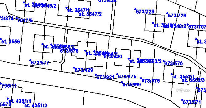 Parcela st. 673/430 v KÚ Zlín, Katastrální mapa
