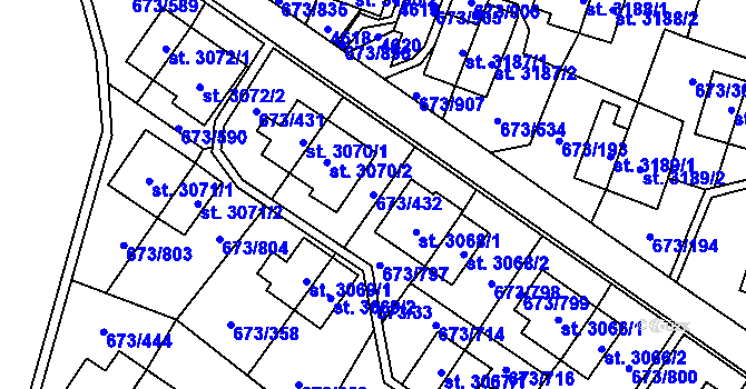 Parcela st. 673/432 v KÚ Zlín, Katastrální mapa
