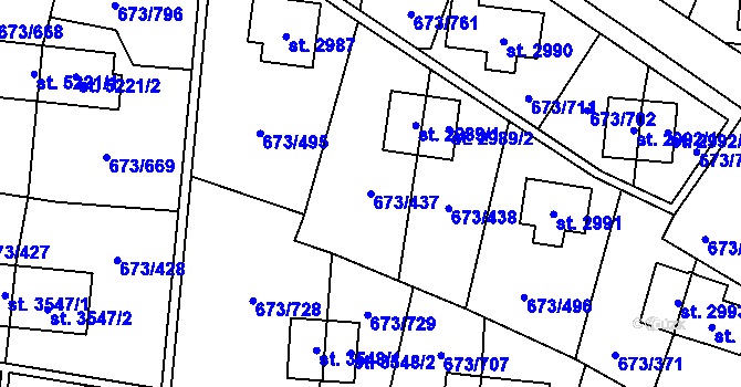 Parcela st. 673/437 v KÚ Zlín, Katastrální mapa