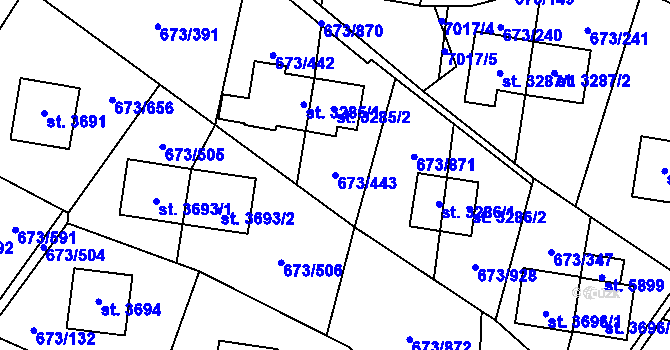 Parcela st. 673/443 v KÚ Zlín, Katastrální mapa