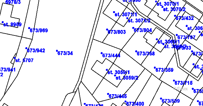 Parcela st. 673/444 v KÚ Zlín, Katastrální mapa