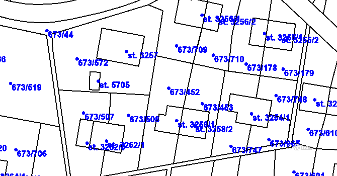 Parcela st. 673/452 v KÚ Zlín, Katastrální mapa