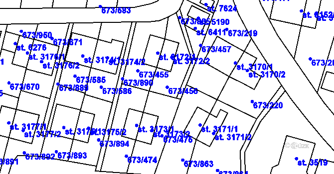 Parcela st. 673/456 v KÚ Zlín, Katastrální mapa