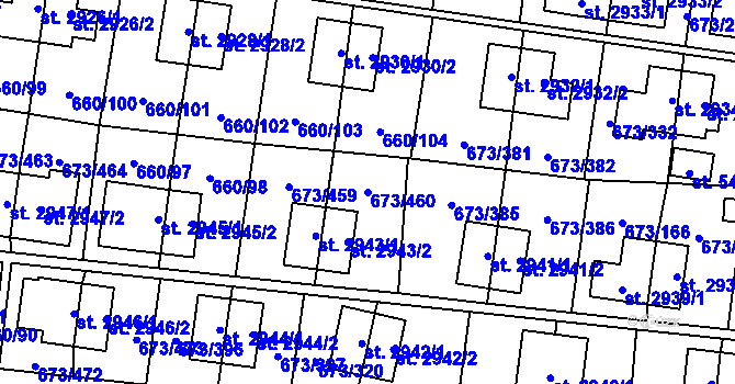 Parcela st. 673/460 v KÚ Zlín, Katastrální mapa