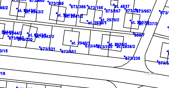 Parcela st. 673/462 v KÚ Zlín, Katastrální mapa