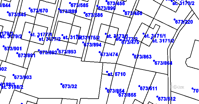 Parcela st. 673/474 v KÚ Zlín, Katastrální mapa