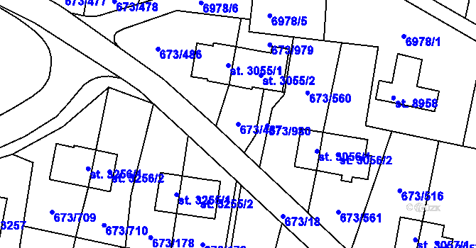 Parcela st. 673/487 v KÚ Zlín, Katastrální mapa
