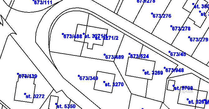 Parcela st. 673/489 v KÚ Zlín, Katastrální mapa