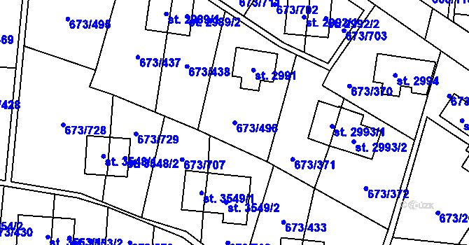 Parcela st. 673/496 v KÚ Zlín, Katastrální mapa