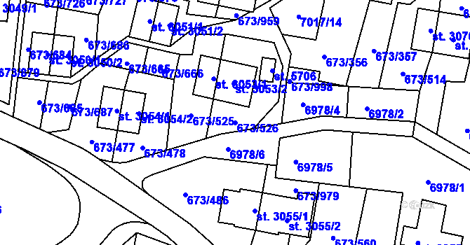 Parcela st. 673/526 v KÚ Zlín, Katastrální mapa