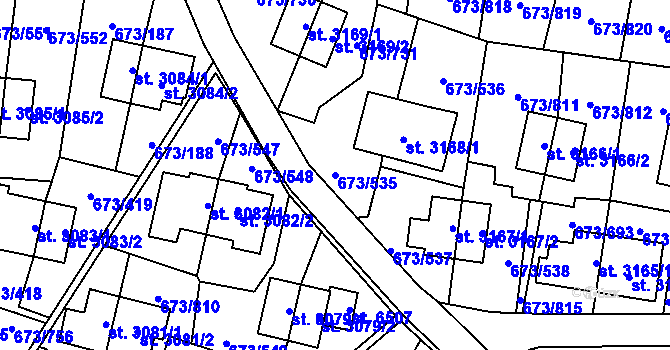 Parcela st. 673/535 v KÚ Zlín, Katastrální mapa