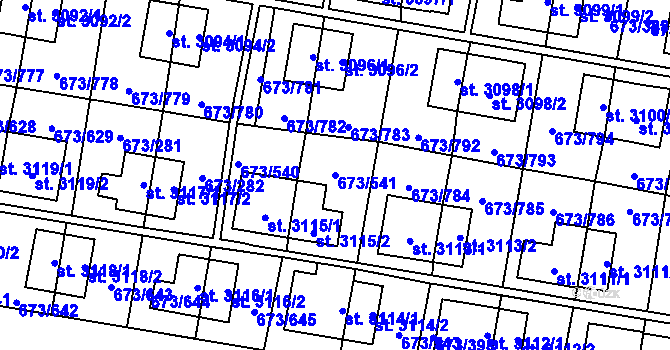 Parcela st. 673/541 v KÚ Zlín, Katastrální mapa