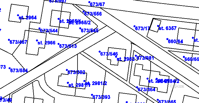 Parcela st. 673/546 v KÚ Zlín, Katastrální mapa