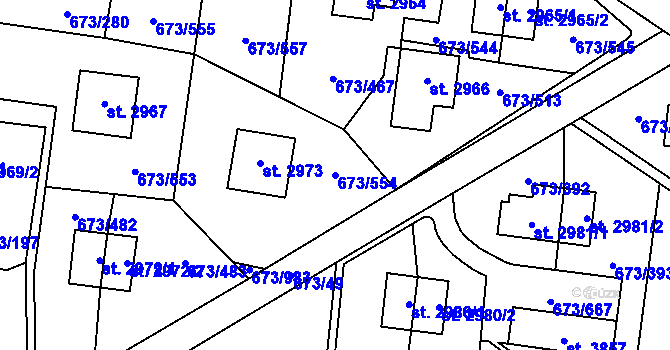 Parcela st. 673/554 v KÚ Zlín, Katastrální mapa