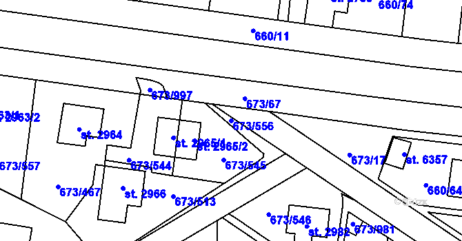 Parcela st. 673/556 v KÚ Zlín, Katastrální mapa