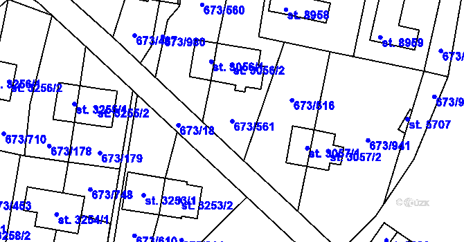 Parcela st. 673/561 v KÚ Zlín, Katastrální mapa