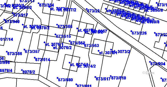 Parcela st. 673/563 v KÚ Zlín, Katastrální mapa
