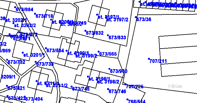Parcela st. 673/565 v KÚ Zlín, Katastrální mapa