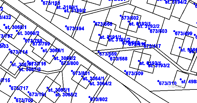 Parcela st. 673/569 v KÚ Zlín, Katastrální mapa