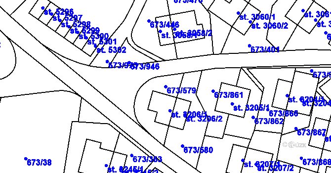 Parcela st. 673/579 v KÚ Zlín, Katastrální mapa