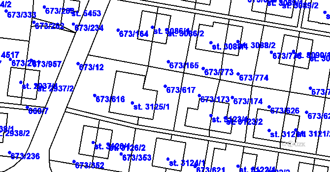 Parcela st. 673/617 v KÚ Zlín, Katastrální mapa
